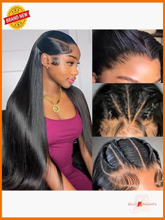 HD Lace Front Wig 220% Density 13x5 Straight Human Hair Pre Plucked 28inch